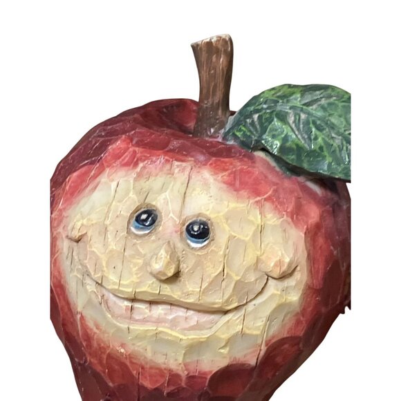 Handcrafted  Orange and Apple Shelf Sitter Lot Anthropomorphic Fruit - Picture 8 of 15